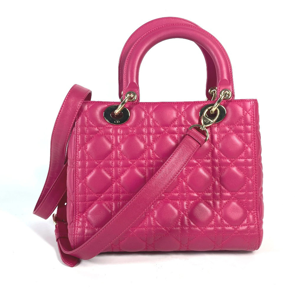 Dior Crossbody Tote Pink Lady Lambskin Handbag Bag Shoulder